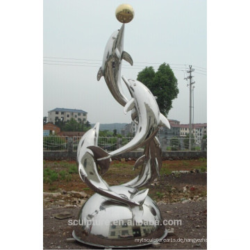 Edelstahl im Freien große Delfine Statue Garten Statuen in Jinhua